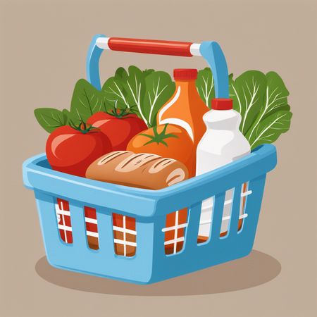 Cesta de la compra con productos frescos  Imagen AI