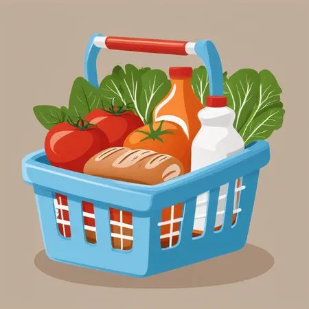 Cesta de la compra con productos frescos  Imagen AI