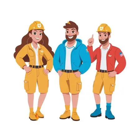 Characters In Construction Attire Posing Together  AI Image