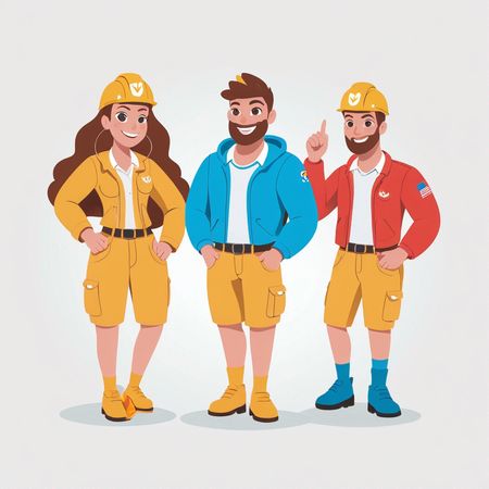 Characters In Construction Attire Posing Together  AI Image