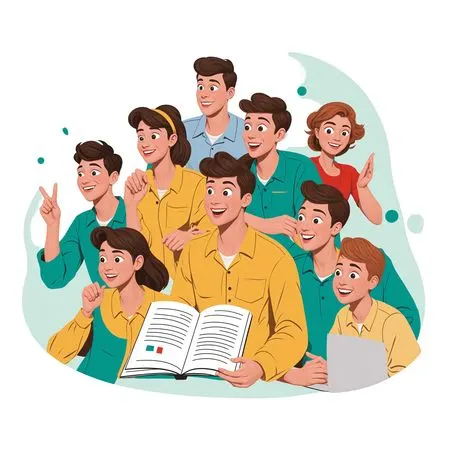 Cheerful Group Reading Together  AI Image