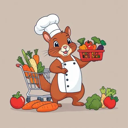 Chef ardilla con comestibles  Imagen AI