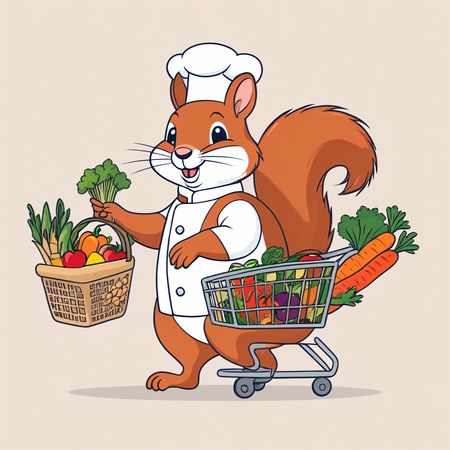 Chef Squirrel Shopping With Groceries  AI Image