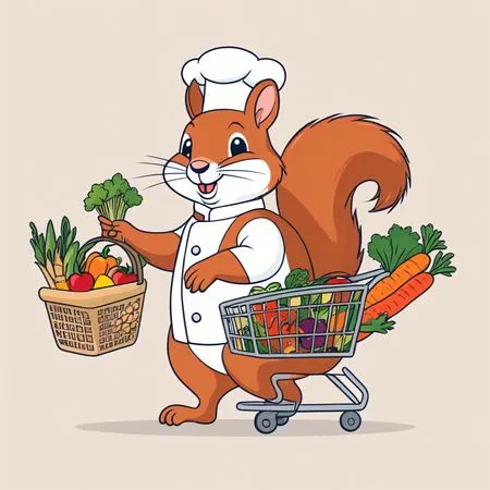 Chef Squirrel Shopping With Groceries  AI Image