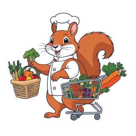 Chef Squirrel Shopping With Groceries  AI Image