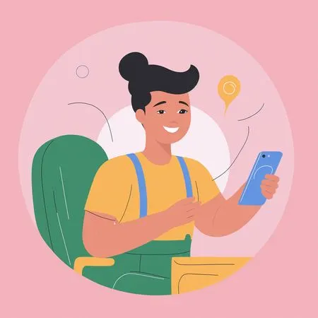Chica usando teléfono inteligente  Imagen AI
