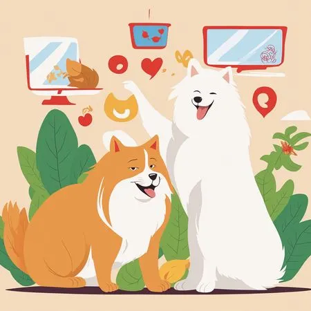 Chiens heureux profitant de la nature  Image IA