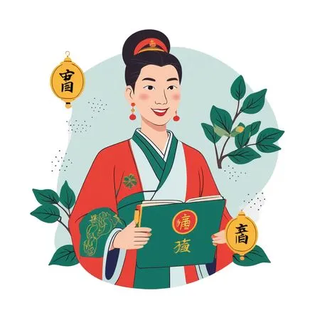 Chinese Woman In Traditional Cloth and Holding Book  AI Image