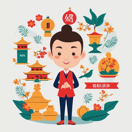 Chinesischer Mann in traditioneller Kleidung  KI-Bild