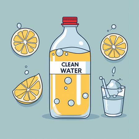 Clean Water with Lemons  AI Image