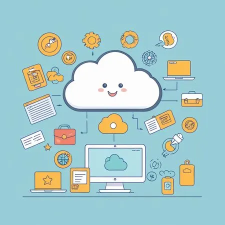 Cloud Computing avec divers appareils connectés  AI Image