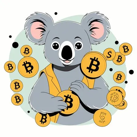 Coala segurando bitcoins  Imagem de IA