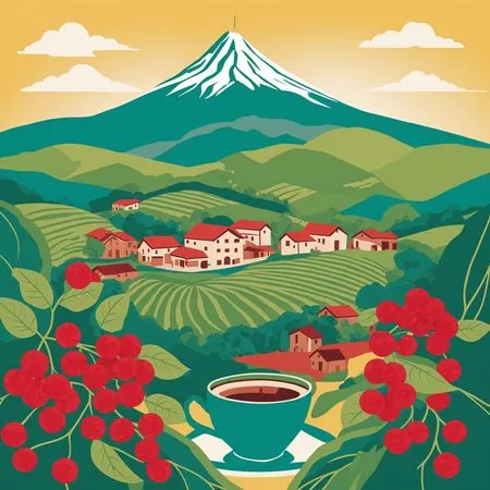 Coffee Plantation With A Mountain Backdrop  AI Image