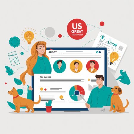 Colaboração em equipe em torno de um painel digital  Imagem de IA