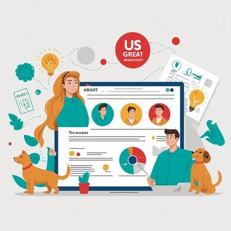 Colaboração em equipe em torno de um painel digital  Imagem de IA
