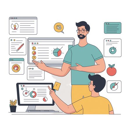 Colleagues Discussing Data Analysis  AI Image