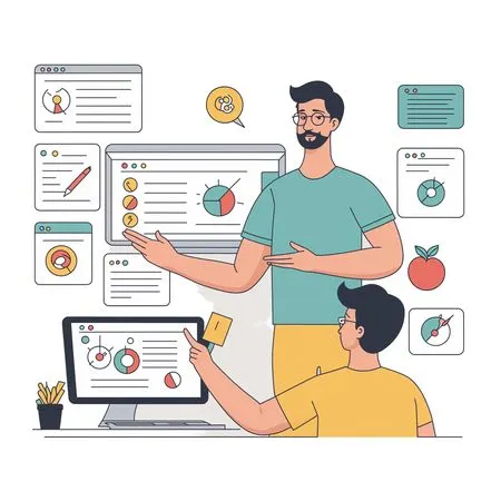 Colleagues Discussing Data Analysis  AI Image