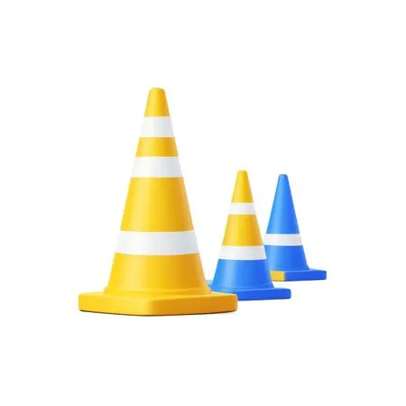 Colored Traffic Cones Lined Up  AI Image