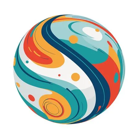 Colorful Abstract Sphere With Swirling Patterns  AI Image