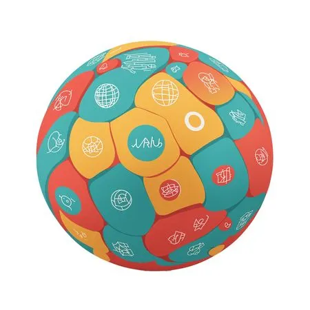 Colorful Sphere With Geometric Pattern And Abstract Symbols  AI Image