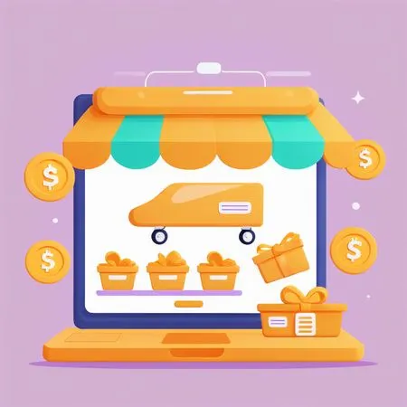 Compras en línea en la computadora portátil  AI Image