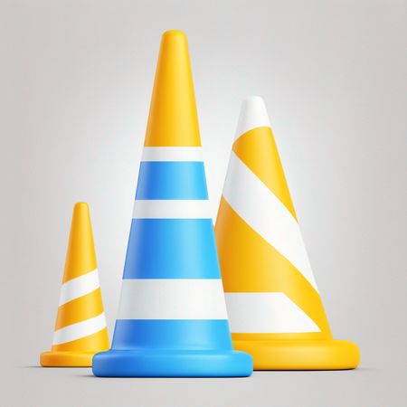 Cones de trânsito coloridos para segurança  AI Image