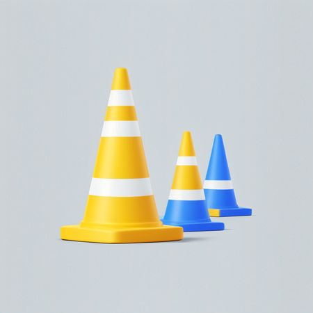 Cones de trânsito coloridos alinhados  AI Image