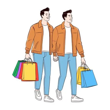 Couple Shopping And Holding Hands With Bags  AI Image