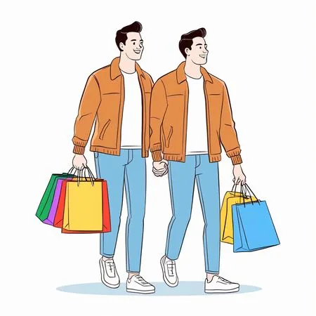 Couple Shopping And Holding Hands With Bags  AI Image