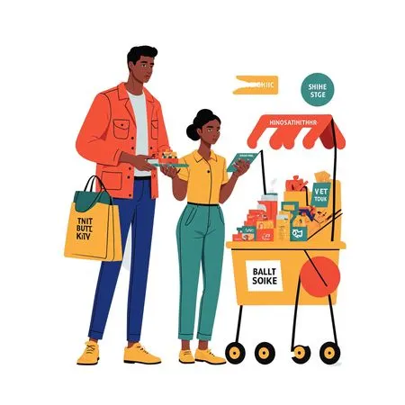 Couple shopping at a street vendor cart  AI Image
