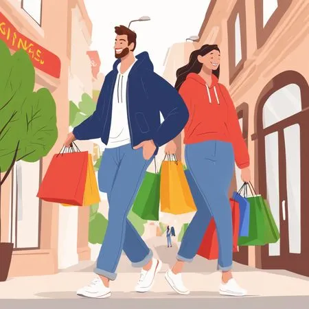 Couple Shopping In City  AI Image