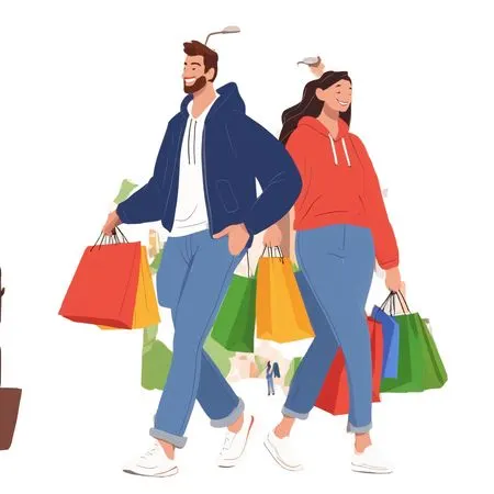 Couple Shopping In City  AI Image