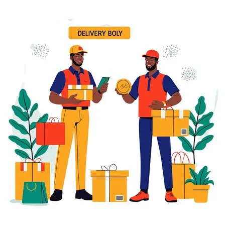 Courier guys managing delivery packages  AI Image