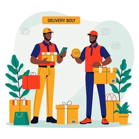 Courier guys managing delivery packages  AI Image