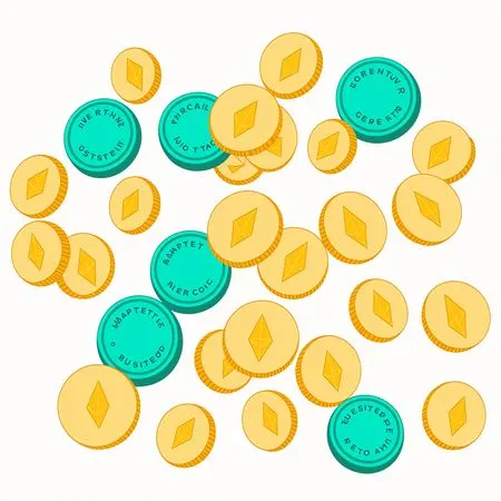 Cryptocurrency Coins With Ethereum Logo  AI Image
