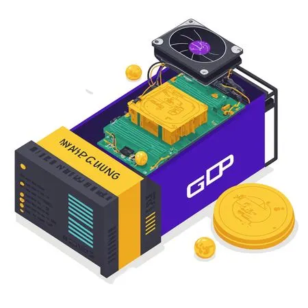 Cryptocurrency Mining Rig With Components AI Image