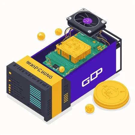 Cryptocurrency Mining Rig With Components  AI Image