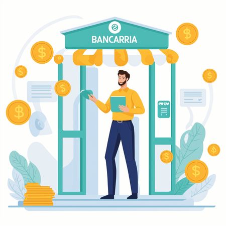Customer At Bank Entrance  AI Image