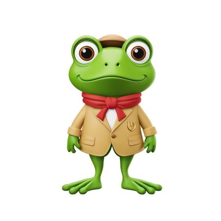 Cute Anthropomorphic Frog In Jacket And Hat  AI Image