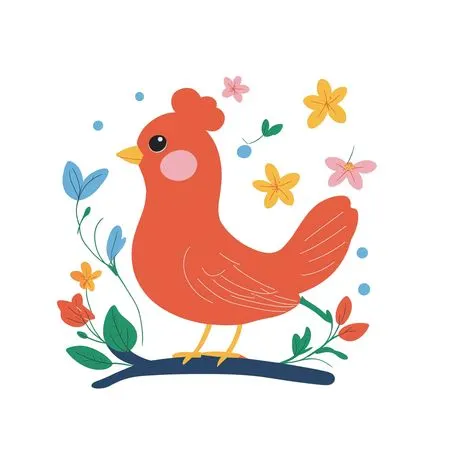 Cute Bird With Flowers  AI Image