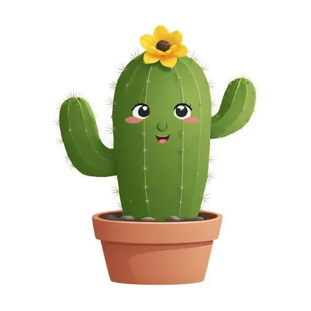Cute Cactus With Flower And Smiling Face  AI Image