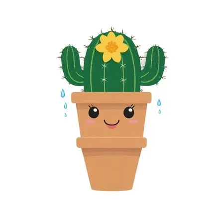 Cute Cactus With Smiling Face In Flowerpot  AI Image