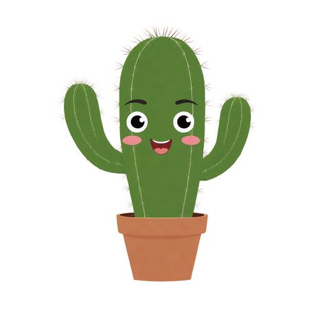 Cute Cactus With Smiling Face In Pot  AI Image