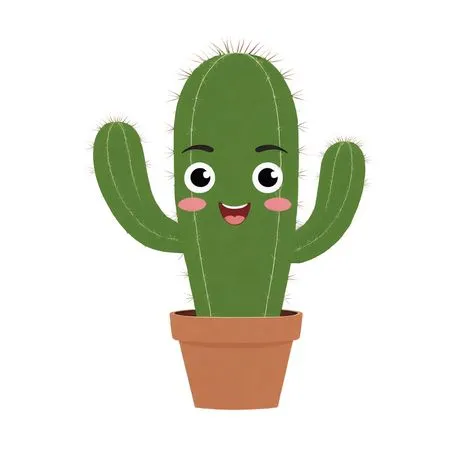 Cute Cactus With Smiling Face In Pot  AI Image