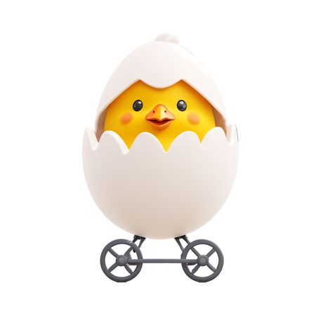 Cute Chick In Shell On Wheels  AI Image