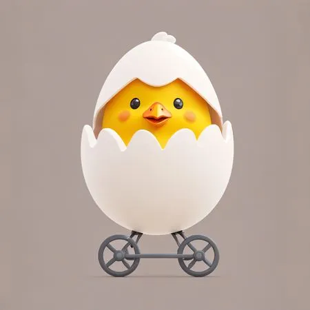Cute Chick In Shell On Wheels  AI Image