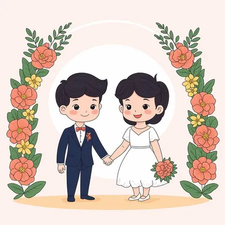 結婚式でのかわいいカップル  AI画像