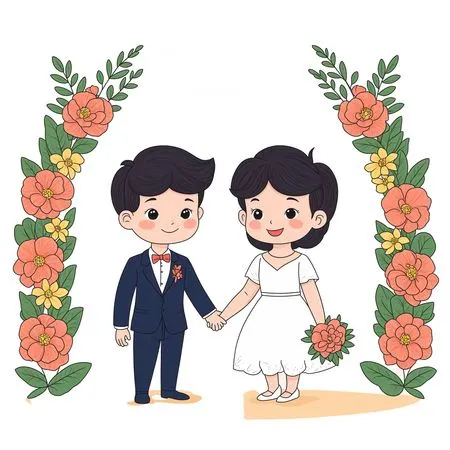 Cute Couple At Their Wedding Ceremony  AI Image