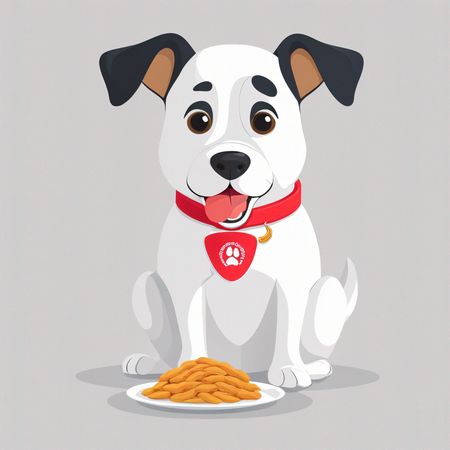 Cute Dog With A Bowl Of Food  AI Image