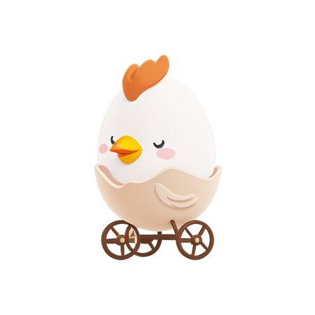 Cute Egg-shaped Chicken On Wheels  AI Image